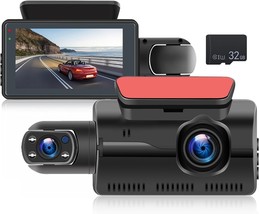 Dash Cam Front and Inside Camera with 32G SD Card 3 Inch IPS Screen Dash... - £37.15 GBP