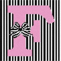 Pepita Needlepoint kit: Letter F Striped Bow, 7&quot; x 7&quot; - $50.00+