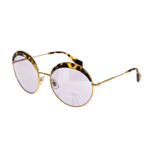 Miu Miu Noir Mu 51QS Round Brown Marble Lilac Gold Sunglasses MU51QS Oversized - £144.20 GBP