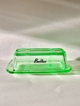 Green Depression Style Glass Covered Butter Dish, Vintage, Retro Farmhouse, Bowl - £11.66 GBP