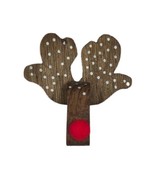 Christmas Reindeer Wooden Head Painted Table decor Design red Cotton Bal... - £7.48 GBP