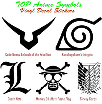 Anime Symbols Vinyl Decal Sticker Car Window Death Note Pirate Flag Survey Corps - £4.74 GBP+