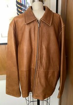 WILSONS Leather Wool XL Men Pelle Studio Light Brown Zip Up Collared Jac... - £144.02 GBP