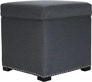 Tami Square Storage Ottoman, Fabric Upholstered Cube For Living Room, Be... - $198.99