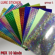 MIX 10 kinds 10paper group  lure stickers  fish scale skin  size:10cm*15cm  pape - £54.76 GBP