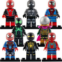 8pcs/set Spiderman Stealth suit Iron Spider MK2 Cyborg Mysterio Minifigures - £13.33 GBP