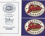 Joe&#39;s American Bar &amp; Grill Menu &amp; 2 Postcards Waterfront Boston Massachu... - £14.19 GBP