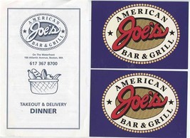 Joe&#39;s American Bar &amp; Grill Menu &amp; 2 Postcards Waterfront Boston Massachusetts  - £14.01 GBP