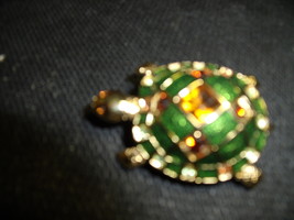 Turtle Pin Enamelled and Bejeweled on Goldtone - £46.86 GBP