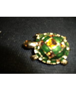 Turtle Pin Enamelled and Bejeweled on Goldtone - £46.91 GBP