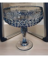 New Vintage Indian  Glass Diamond  Point Tall Footed Candy Dish 8&quot; - $23.19 CAD
