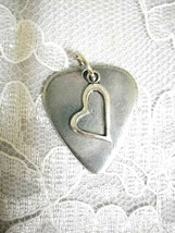 USA Pewter Guitar Pick and Shaped Love Heart Charm Double Pendant Adj Necklace - £9.44 GBP