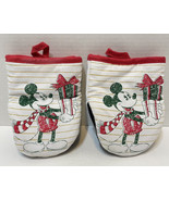 Disney Mickey Mouse Christmas Oven Mitts Red Green White 5 x 7 in Lot of 2 - £12.99 GBP