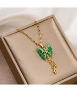 Hetian Jade Pendant Butterfly Tassel Pendant Necklace - £35.28 GBP