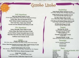 Gumbo Limbo Laminated Placemat Menu Ritz Carleton Hotel Naples Florida  - £17.12 GBP