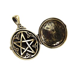 Bronze Celtic Swirl with Hidden Pentacle Pentagram Locket - £145.77 GBP