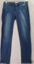 Paige Stretch Jeans Womens Size 27 Blue Denim Rayon Flat Front Straight Leg Slit - £21.24 GBP