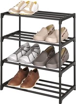 Sokosen 4-Tier Small Shoe Rack, Metal Stackable Kids Shoe Shelf Storage - £27.92 GBP