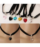 Velvet Choker w/ Heart Vintage Gothic Pendant Gothic Punk Necklace Jewel... - €10,30 EUR