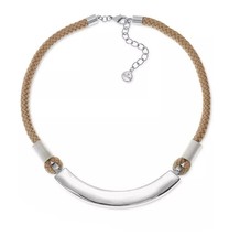 Alfani Silver-Tone Curved Bar &amp; Braided Rope Statement Necklace, 17+ 2 Extender - £17.20 GBP