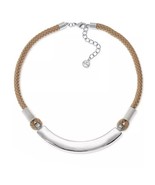 Alfani Silver-Tone Curved Bar &amp; Braided Rope Statement Necklace, 17+ 2 E... - £17.26 GBP