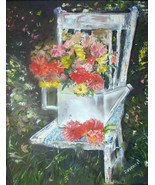 Floral Garden Chair reproduction - £7.97 GBP