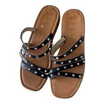 JellyPop Claire Black Studded Flat Sandals Size 10M - $28.71