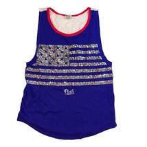 PINK Victorias Secret Womens Red White Blue American Flag Tank Top, Size XS - £11.74 GBP