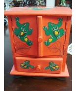 Wooden cabinet, drawer and two doors, hand painted with frogs original ^^^ - $144.86 CAD