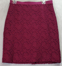 Loft Skirt Womens Size 6 Magenta Lace Floral Polyester Lined Vented Back Zipper - £21.39 GBP
