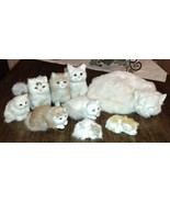 Rabbit Fur Sleeping Cat Curled Up White 9” x 8” Mom w/ Kittens 9pc Lot VTG - $89.99
