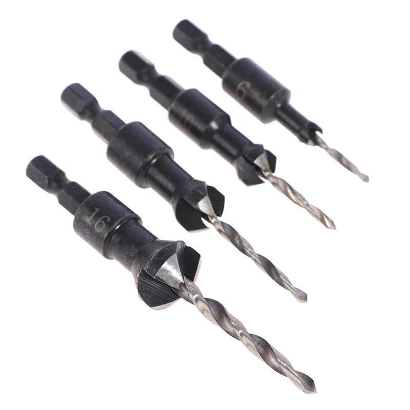 4PCS 3/3.5/4/4.5mm Hex Quick Change Shank Countersink Tapered Drill Bits Cone Re - £155.42 GBP