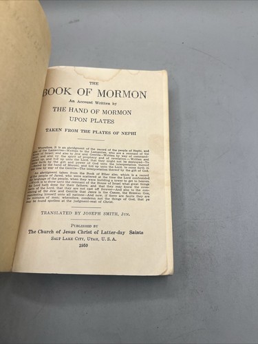 The Book of Mormon, 1950, Copyright 1948, The Hand of Mormon Upon Plates Vintage Item image 8