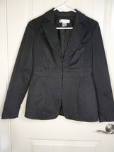 Nine West Blazer Womens 2 Black Pin Stripe Cotton Blend Lined Jacket Fitted - $29.69