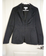 Nine West Blazer Womens 2 Black Pin Stripe Cotton Blend Lined Jacket Fitted - £23.34 GBP