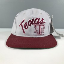 Vintage Texas A&amp;M Fitted Hat Size 6 7/8 Gray Red Script Sports Specialties - £25.95 GBP