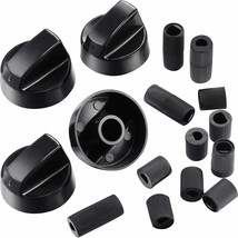 4 Pack Black Universal Control Knobs Replacement With 12 Adapters For Ov... - £18.87 GBP