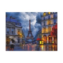 Paris Street View Red Umbrella Eiffel Tower France Canvas Artwork Breathtaking  - £72.30 GBP+