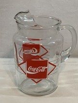 VINTAGE! Coca-Cola 2 QT. Pitcher Red Diamond Coke Design Heavy Glass Ice Lip - £12.52 GBP