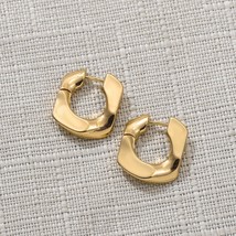 Punk Gold plated Chunky Irregular Hammered Hoop Earrings for Women Minimalist Ge - £10.29 GBP