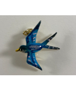 Vintage Blue Hand Painted 1 in Flying Bird Brooch Pin - £15.76 GBP
