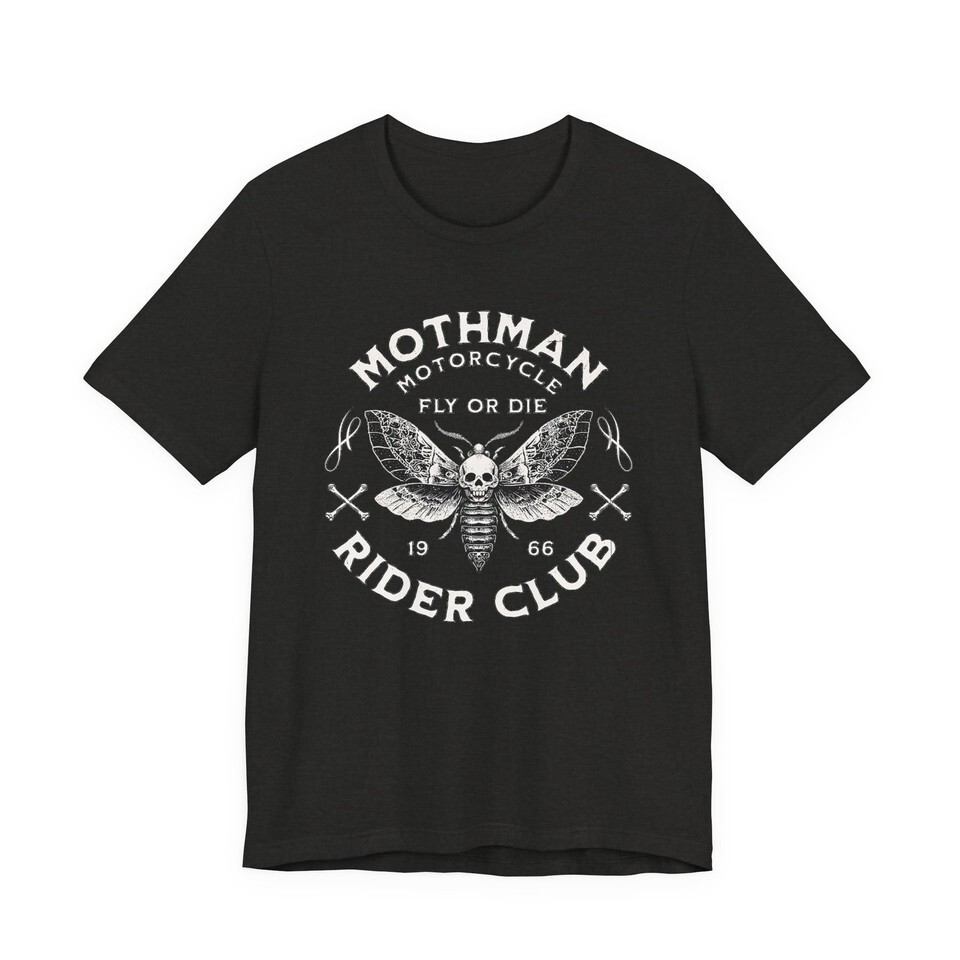 Mothman Shirt, Mothman Motorcycle Shirt, Cryptid Shirt, Goth Shirt Skull Mothman Item image 4