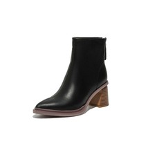 genuine leather pointed toe high heel Chelsea boots simple design solid Korean s - £119.81 GBP
