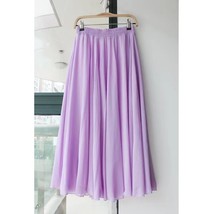 Blue Long Chiffon Skirt Outfit Summer Women Custom Plus Size Chiffon Skirt image 9