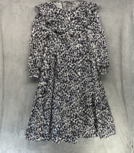 Sandy Liang Women’s Black White Leopard Ruffle Midi Dress Size M - £22.18 GBP