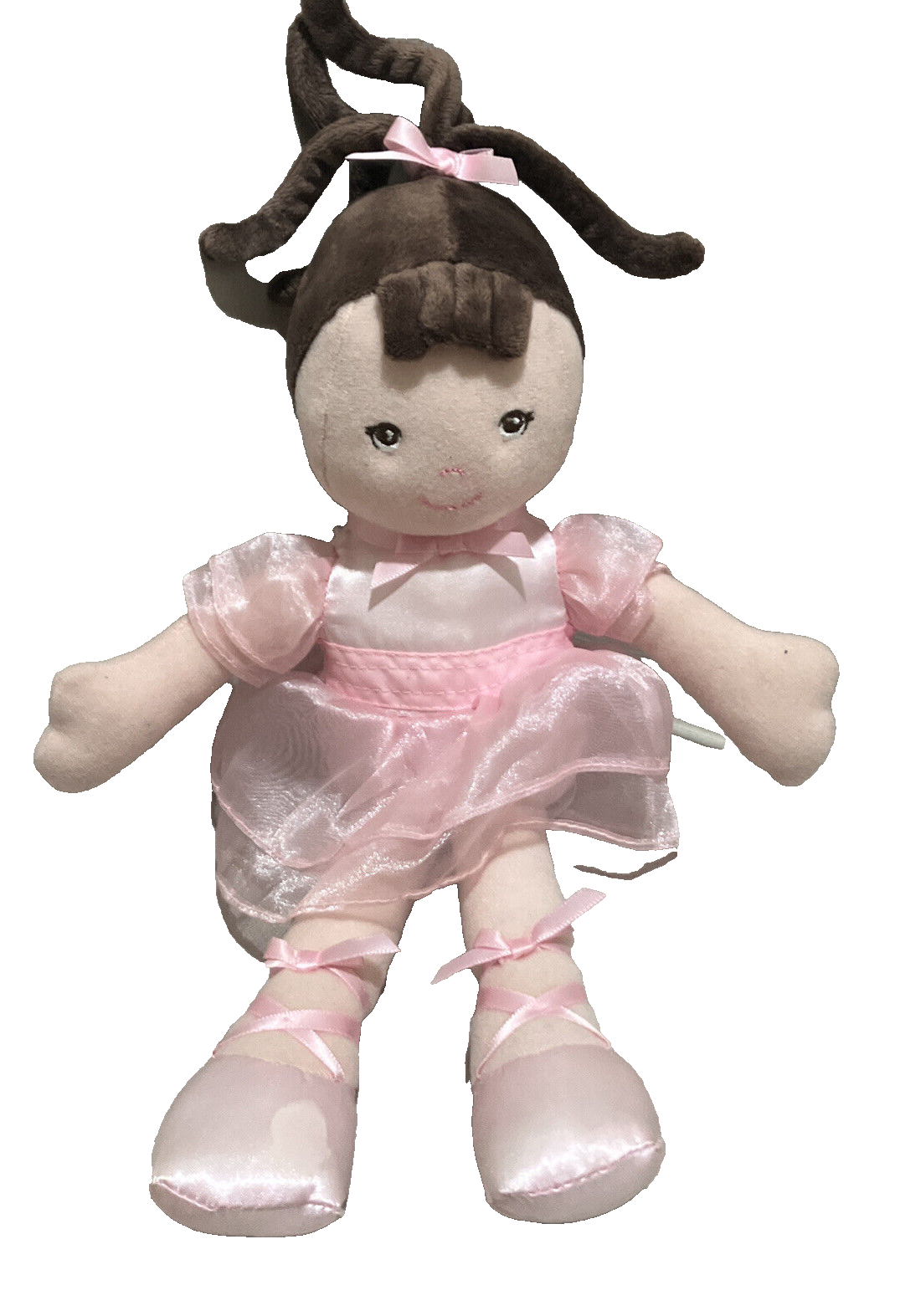 Garanimals Ballerina Pink Doll Plush Satin Shoes Tutu Bow Brown Hair 12 inch - $10.85