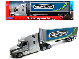 Freightliner Cascadia Truck Silver Metallic with "Freightliner" Container 1/32 D - £63.99 GBP