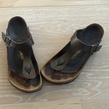 Birkenstock Gizeh Footwear Birko-Flor Leather Sandal T-Strap Buckle US 8.5 EU 39 - £30.44 GBP