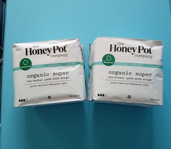 Honey Pot Ct. Of 2 Non-Herbal Pads with Wings Organic Super 16 Count Each.  NEW - £8.90 GBP