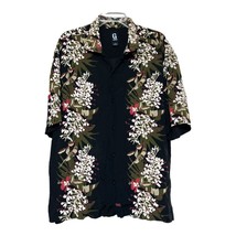 Guess Jeans Mens Black Floral Button Rayon Aloha Camp Hawaiian Shirt Size XL - £11.79 GBP
